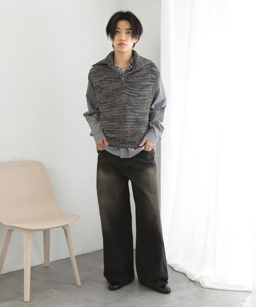 ベスト ジレ ミックスメランジハーフジップニットベスト メンズ | SENSE OF PLACE by URBAN RESEARCH | 07