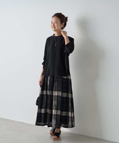 BEARDSLEY ビアズリー チェック フレア ロングスカート BEARDSLEY（ビアズリー）の「ビッグチェックフレアスカート：低