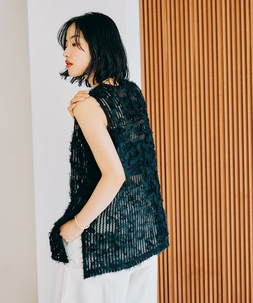 LEPSIM ベスト ジレ ニュアンス柄レーシーベスト 242836