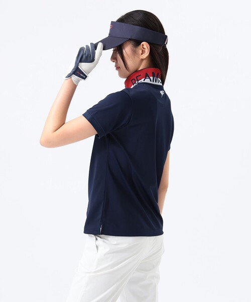 【未着用】 BEAMS GOLF レディース 半袖 ポロシャツ タグ付き S ビームスゴルフ BE 【COOLMAX】サッカーストライプ半袖