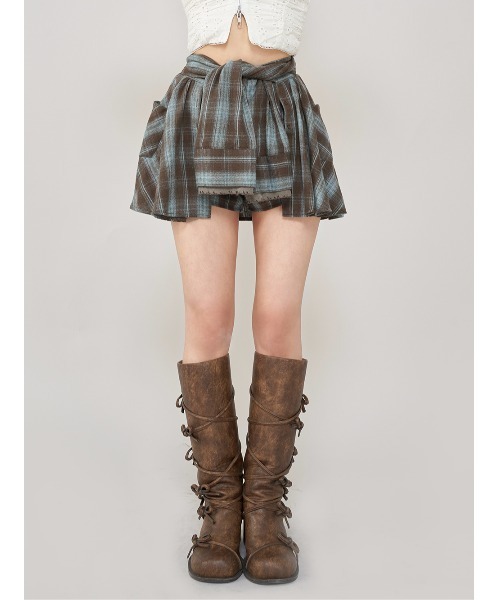Darich パンツ レイヤードチェックショートパンツ レディース