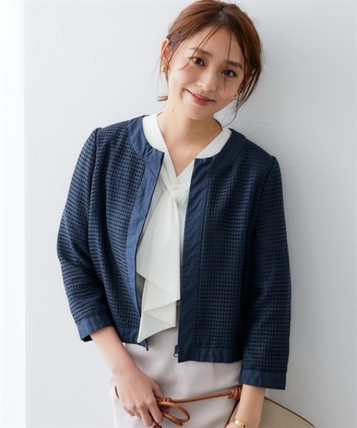 7days Life Styling ブルゾン アウター ノーカラーメッシュジップ