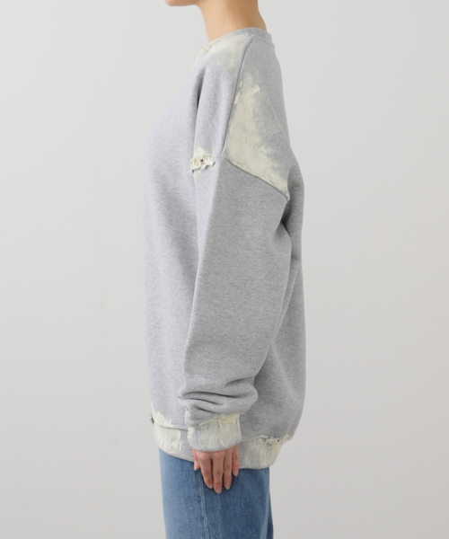 トレーナー スウェット STAY HUMAN ON EARTH DIRTY DESTROYED RELA S25-020D：スウェット レディース CITYSHOP トレーナー スウェット STAY HUMAN ON EARTH DIRTY
