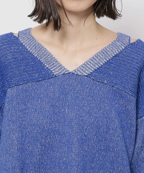「mline」 Vネックニット FREE ブルー レディース niko and… 「niko and」 Vネックニット FREE ブルー