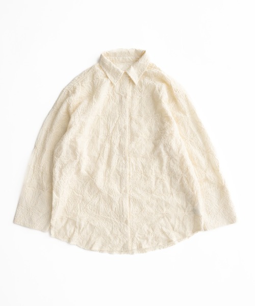 MUHET ブラウス シャツ flower sheer oversized shirt / 花柄