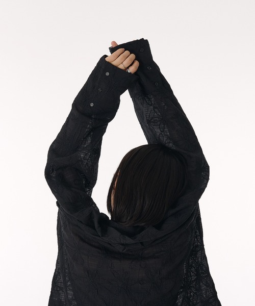 MUHET ブラウス シャツ flower sheer oversized shirt / 花柄