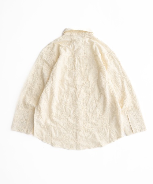 MUHET ブラウス シャツ flower sheer oversized shirt / 花柄