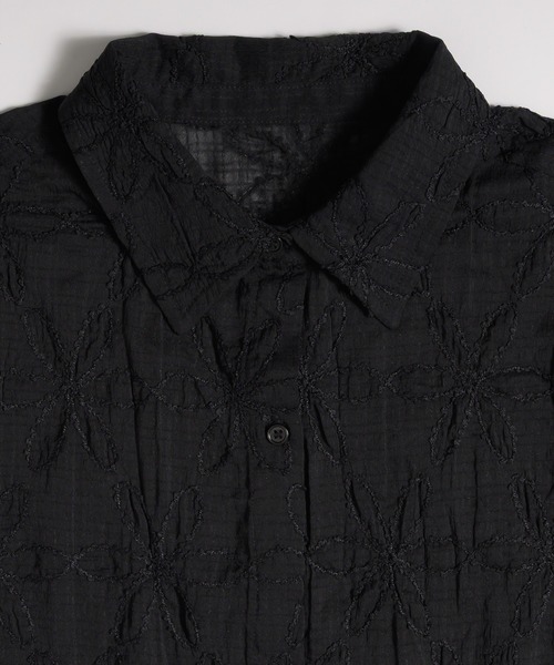 MUHET ブラウス シャツ flower sheer oversized shirt / 花柄