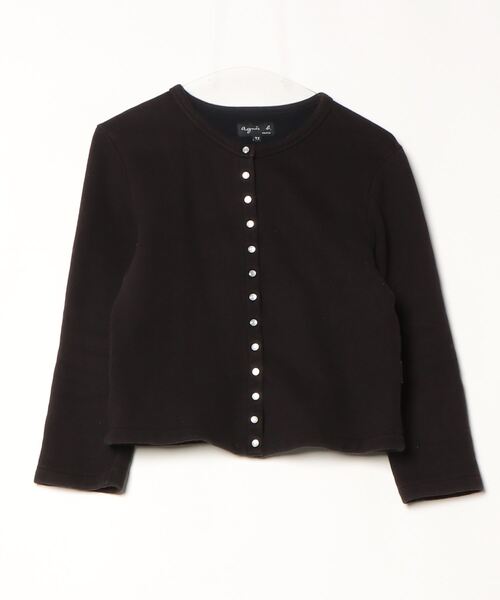 agnes b. ブラック カーディガン T3 agnes b. 「agnes b.」 カーディガン T3 ブラック レディース
