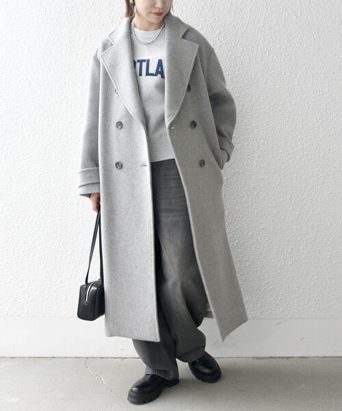 SHIPS グレー チェスターコート 36 SHIPS any: PURE WOOL MELTON