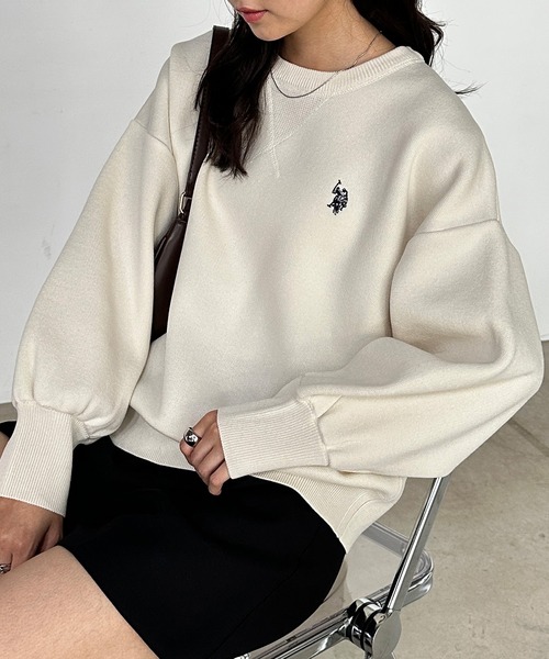 ニット セーター 「U.S.POLO ASSN.」別注 刺繍スウェットライクニット レディース