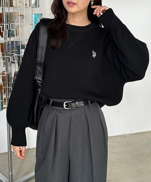 ニット セーター 「U.S.POLO ASSN.」別注 刺繍スウェットライクニット レディース