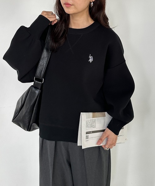 ニット セーター 「U.S.POLO ASSN.」別注 刺繍スウェットライクニット レディース