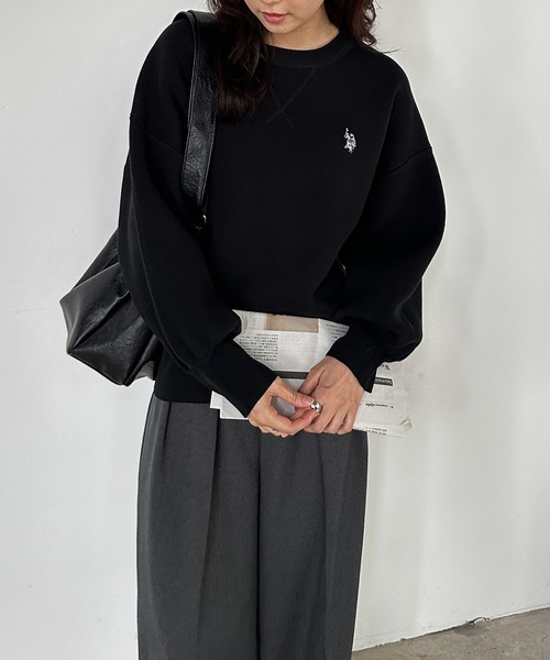 ニット セーター 「U.S.POLO ASSN.」別注 刺繍スウェットライクニット レディース