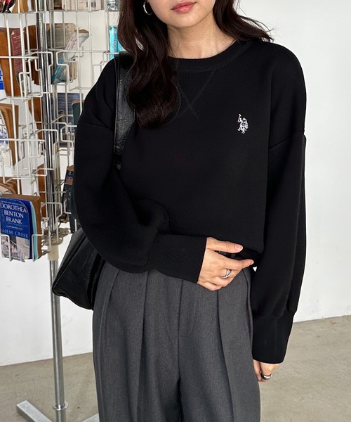 ニット セーター 「U.S.POLO ASSN.」別注 刺繍スウェットライクニット レディース