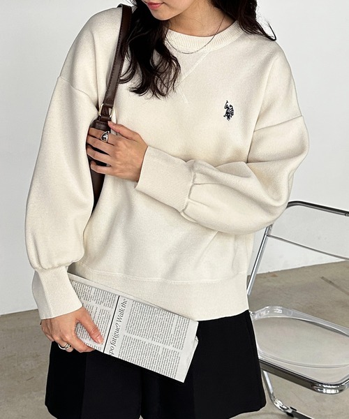 ニット セーター 「U.S.POLO ASSN.」別注 刺繍スウェットライクニット レディース