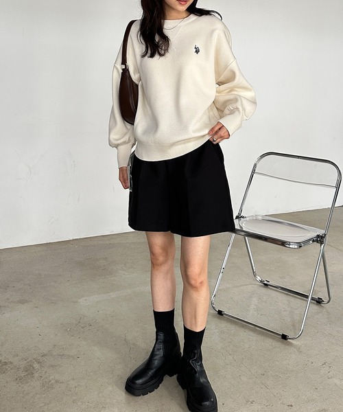 ニット セーター 「U.S.POLO ASSN.」別注 刺繍スウェットライクニット レディース
