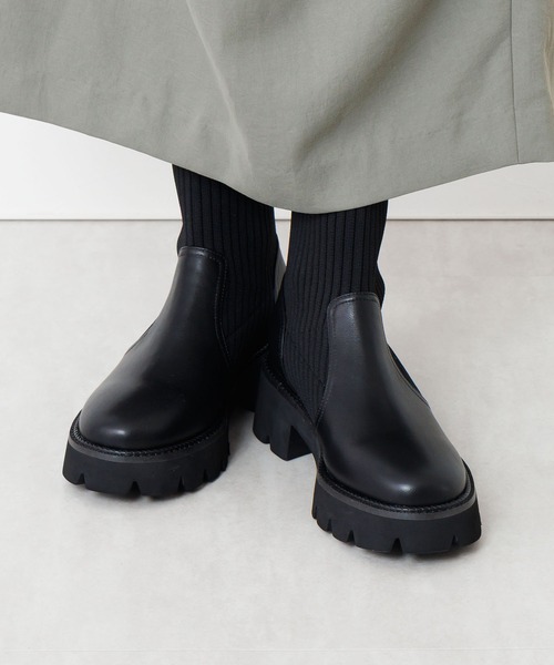 HIMIKO ブーツ 「HIMIKO」トラックソールリブニットブーツ/651419