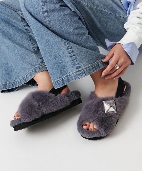 UNITED ARROWS サンダル フェイクファークロス ビジュー