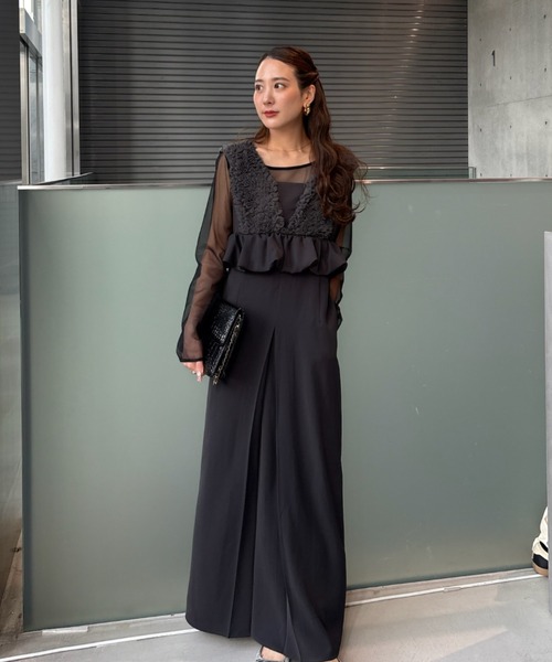 ANDRESD ドレス ボリュームチュールペプラムドレス / volume tulle