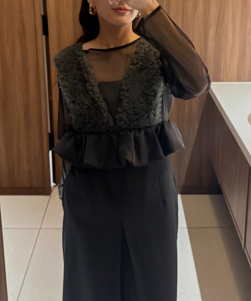 ANDRESD ドレス ボリュームチュールペプラムドレス / volume tulle