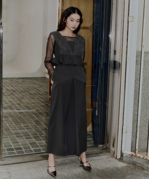 ANDRESD ドレス ボリュームチュールペプラムドレス / volume tulle