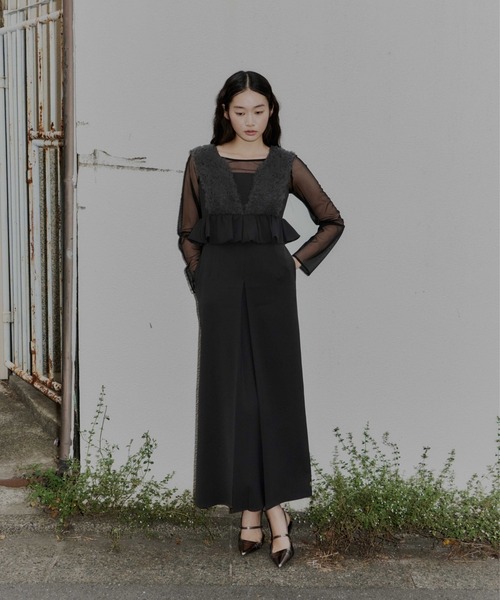 ANDRESD ドレス ボリュームチュールペプラムドレス / volume tulle