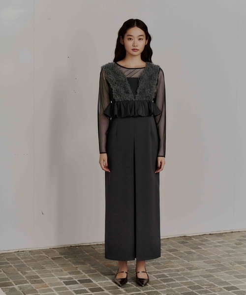 ANDRESD ドレス ボリュームチュールペプラムドレス / volume tulle