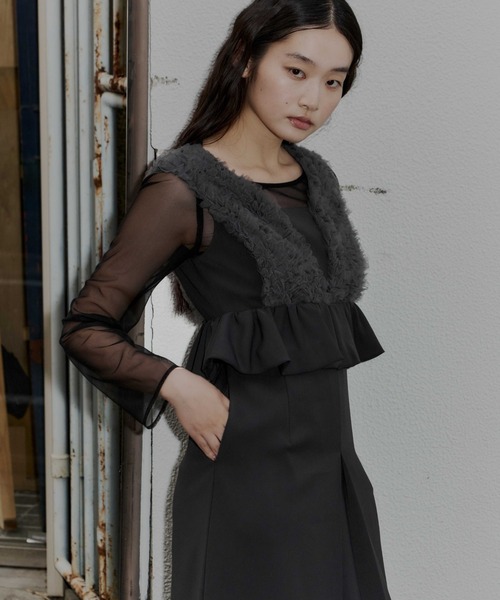 ANDRESD ドレス ボリュームチュールペプラムドレス / volume tulle