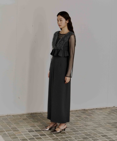 ANDRESD ドレス ボリュームチュールペプラムドレス / volume tulle