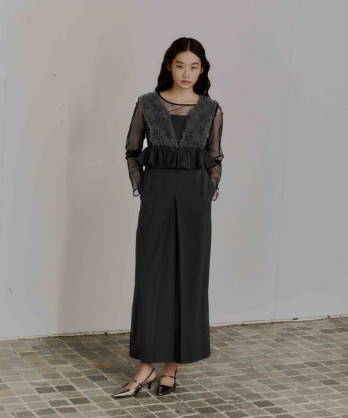 ANDRESD ドレス ボリュームチュールペプラムドレス / volume tulle