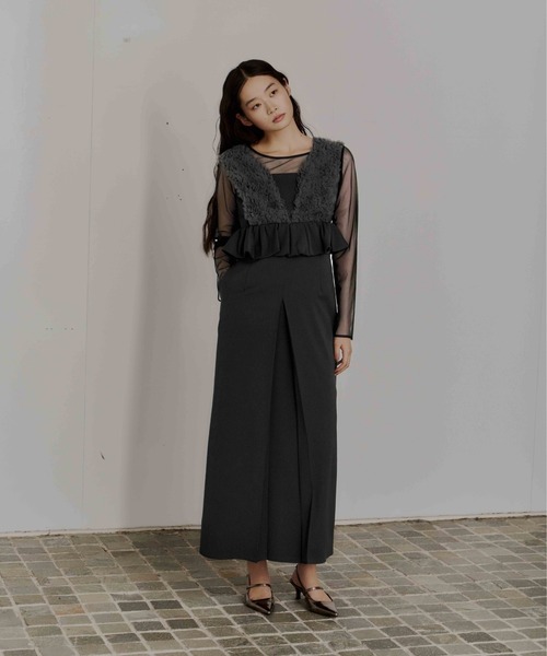 ANDRESD ドレス ボリュームチュールペプラムドレス / volume tulle