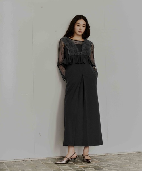 ANDRESD ドレス ボリュームチュールペプラムドレス / volume tulle