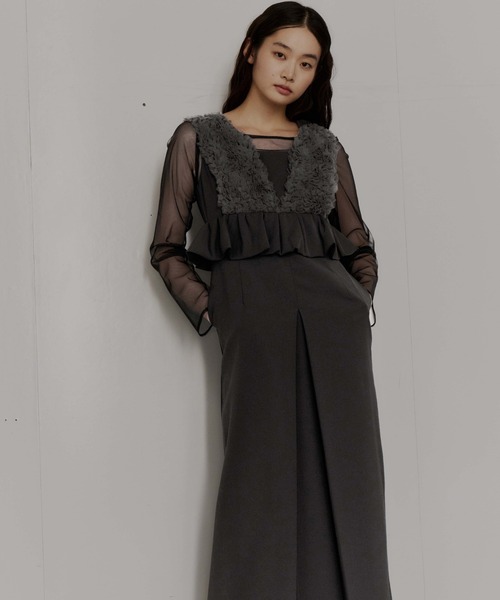 ANDRESD ドレス ボリュームチュールペプラムドレス / volume tulle