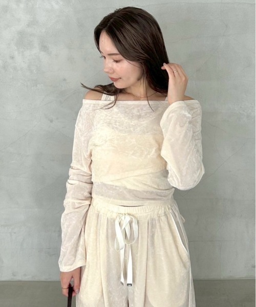 FRAY I.D（フレイ・アイディー） tシャツ クラッシュベロアレイヤード