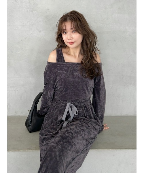 FRAY I.D（フレイ・アイディー） tシャツ クラッシュベロアレイヤード