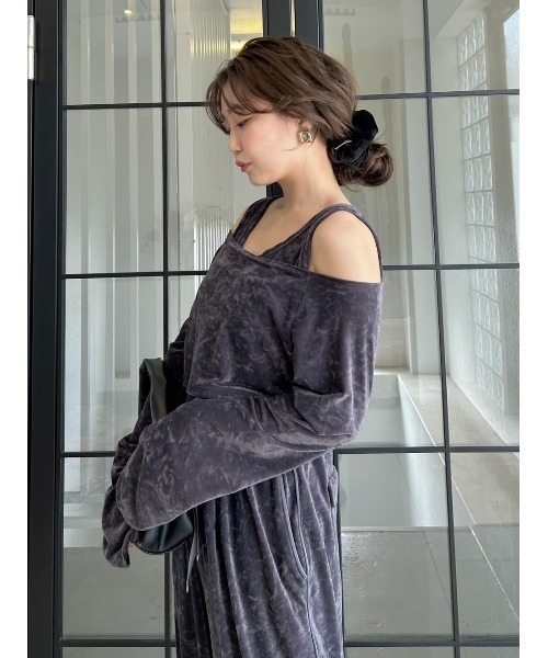 FRAY I.D（フレイ・アイディー） tシャツ クラッシュベロアレイヤード