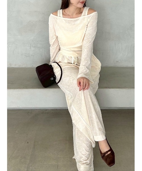 FRAY I.D（フレイ・アイディー） tシャツ クラッシュベロアレイヤード