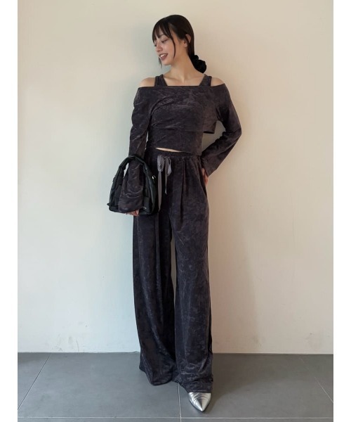 FRAY I.D（フレイ・アイディー） tシャツ クラッシュベロアレイヤード