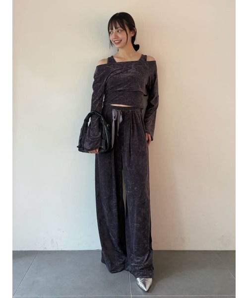 FRAY I.D（フレイ・アイディー） tシャツ クラッシュベロアレイヤード