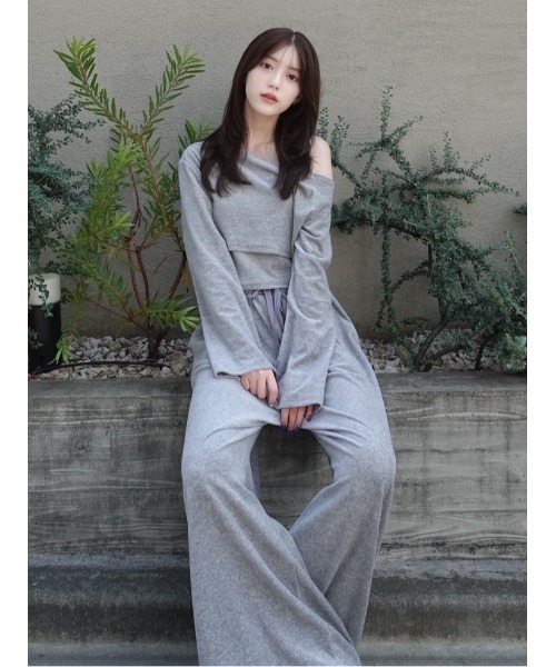 FRAY I.D（フレイ・アイディー） tシャツ クラッシュベロアレイヤード