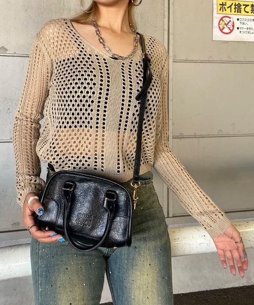 rire ボストンバッグ エンボスロゴミニボストンバッグ レディース