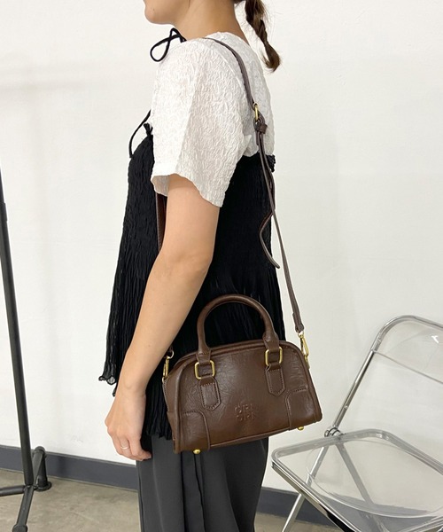 rire ボストンバッグ エンボスロゴミニボストンバッグ レディース