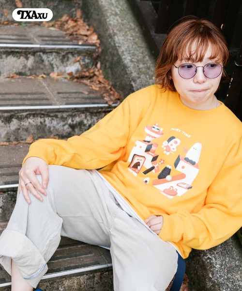 UTAA イエロー クルーネック トレーナー クルーネックスウェットトレーナー 10オンス 裏毛 - 【無地市場】無地T