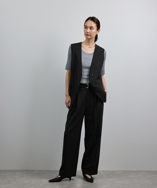 ROPE'（ロペ） ベスト ジレ 「洗える」ウール混ツイル ジレベスト