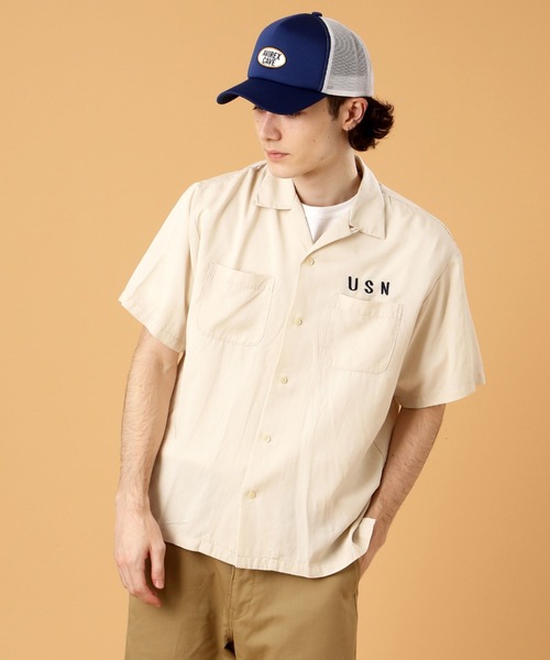 「AVIREX」 半袖シャツ MEDIUM サンドベージュ メンズ_画像3