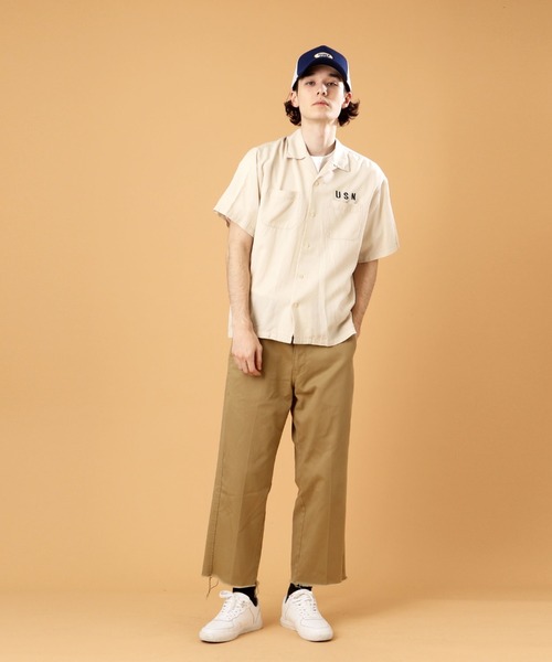 「AVIREX」 半袖シャツ MEDIUM サンドベージュ メンズ_画像5