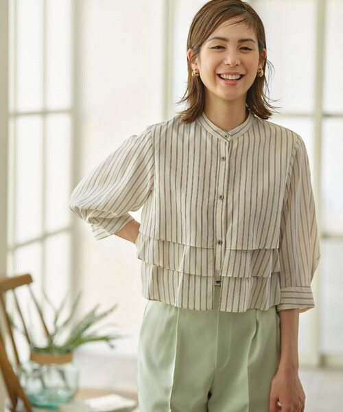 「組曲」 7分袖ブラウス 5 ブルー レディース_画像2