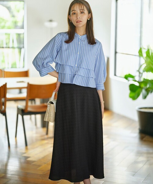 「組曲」 7分袖ブラウス 5 ブルー レディース_画像7