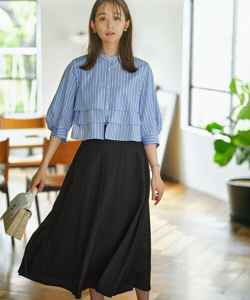 「組曲」 7分袖ブラウス 5 ブルー レディース_画像8